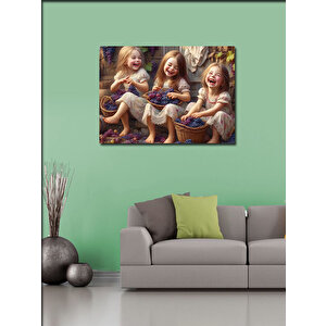 Kanvas Tablo Çocuklar Ve Sepet Figürü 50x70 cm