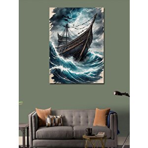 Kanvas Tablo Fırtınalı Yelkenli 100x140 cm