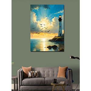 Kanvas Tablo Deniz Feneri Ve Martılar 70x100 cm