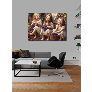 Kanvas Tablo Çocuklar Ve Sepet Figürü 100x140 cm