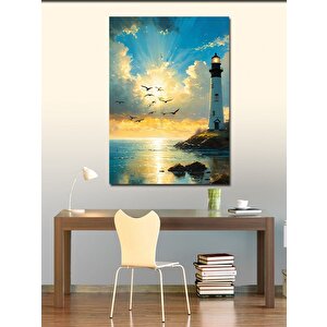 Kanvas Tablo Deniz Feneri Ve Martılar 100x140 cm