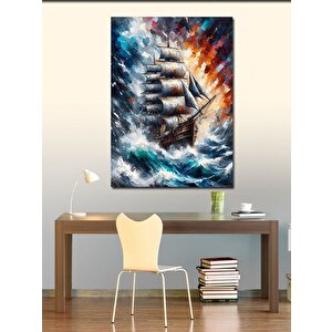 Kanvas Tablo Fırtınalı Deniz Ve Yelkenli 50x70 cm