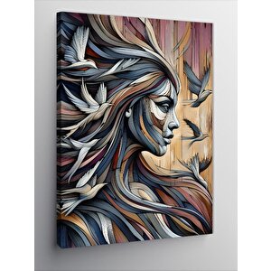Kanvas Tablo Soyut Kadın Ve Martılar 70x100 cm