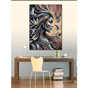 Kanvas Tablo Soyut Kadın Ve Martılar 70x100 cm