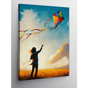 Kanvas Tablo Uçurtma Uçuran Çocuk 50x70 cm