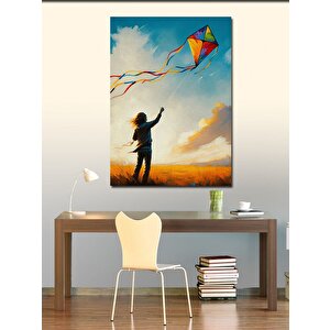 Kanvas Tablo Uçurtma Uçuran Çocuk 50x70 cm