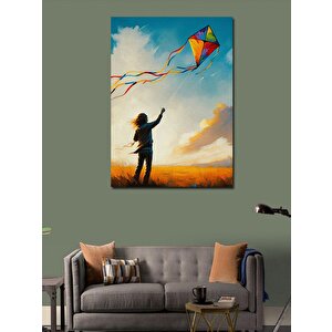 Kanvas Tablo Uçurtma Uçuran Çocuk 50x70 cm