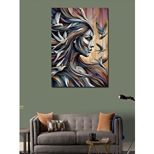 Kanvas Tablo Soyut Kadın Ve Martılar 50x70 cm