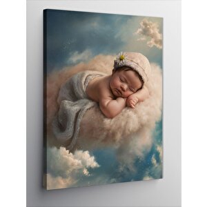 Kanvas Tablo Bulutların Üstünde Uyuyan Bebek 100x140 cm