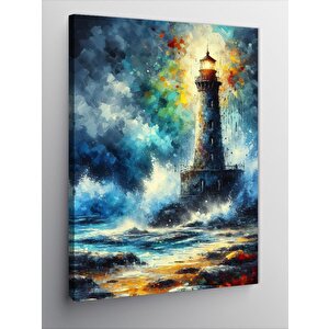 Kanvas Tablo Fırtınalı Deniz Feneri 70x100 cm