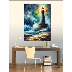 Kanvas Tablo Fırtınalı Deniz Feneri 70x100 cm