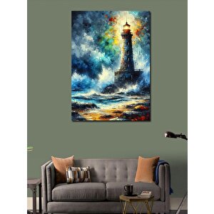 Kanvas Tablo Fırtınalı Deniz Feneri 70x100 cm