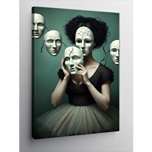 Kanvas Tablo Maskeli Kadın 100x140 cm
