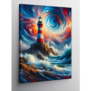 Kanvas Tablo Fırtınalı Deniz Feneri 50x70 cm