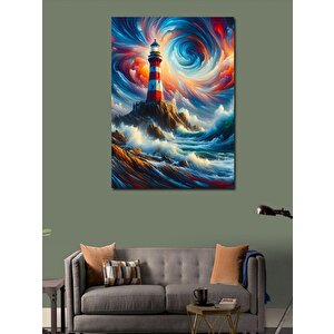 Kanvas Tablo Fırtınalı Deniz Feneri 50x70 cm
