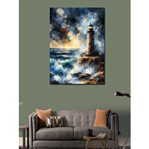 Kanvas Tablo Fırtınalı Deniz Feneri 50x70 cm