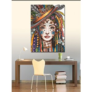 Kanvas Tablo Maskeli Kızılderili Kız 50x70 cm