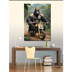 Kanvas Tablo Kral Goril Ve Motor 50x70 cm