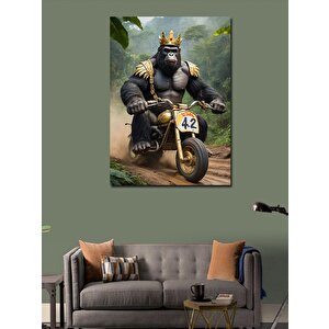 Kanvas Tablo Kral Goril Ve Motor 50x70 cm