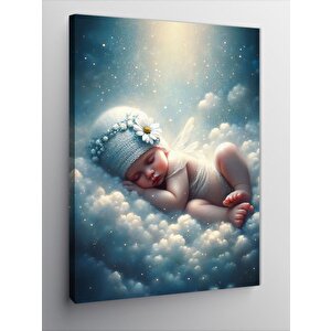 Kanvas Tablo Bulutların Üstünde Uyuyan Bebek 70x100 cm