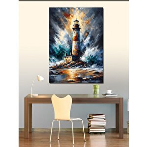 Kanvas Tablo Fırtınalı Deniz Feneri 100x140 cm