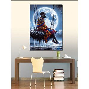 Kanvas Tablo Gölde Sallanan Afrikalı Kadın 50x70 cm