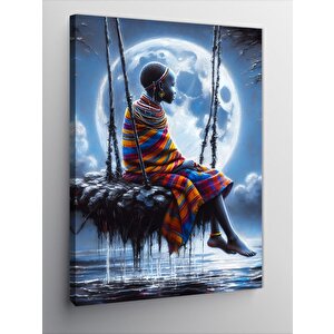 Kanvas Tablo Gölde Sallanan Afrikalı Kadın 70x100 cm
