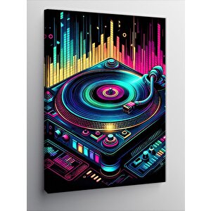 Kanvas Tablo Neon Dj Masası 100x140 cm