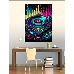 Kanvas Tablo Neon Dj Masası 100x140 cm