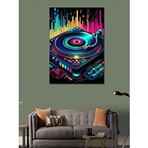 Kanvas Tablo Neon Dj Masası 100x140 cm