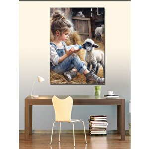 Kanvas Tablo Kuzu Besleyen Kız 70x100 cm