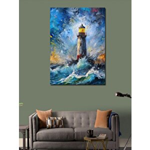 Kanvas Tablo Fırtınalı Deniz Feneri 70x100 cm