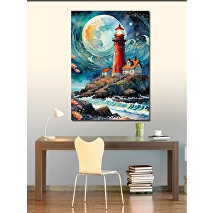Kanvas Tablo Fırtınalı Deniz Feneri 100x140 cm