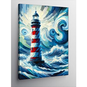 Kanvas Tablo Fırtınalı Deniz Feneri 100x140 cm