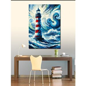 Kanvas Tablo Fırtınalı Deniz Feneri 100x140 cm