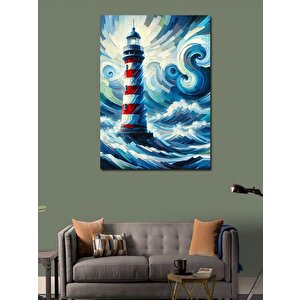 Kanvas Tablo Fırtınalı Deniz Feneri 100x140 cm
