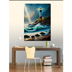 Kanvas Tablo Fırtınalı Deniz Feneri 50x70 cm