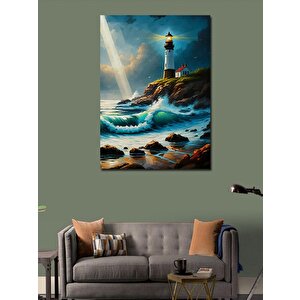 Kanvas Tablo Fırtınalı Deniz Feneri 50x70 cm
