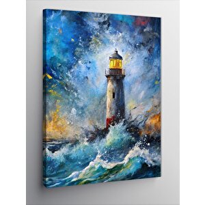 Kanvas Tablo Fırtınalı Deniz Feneri 50x70 cm
