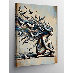 Kanvas Tablo Martılar Ve Kadın 70x100 cm
