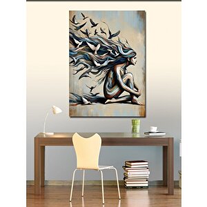 Kanvas Tablo Martılar Ve Kadın 70x100 cm