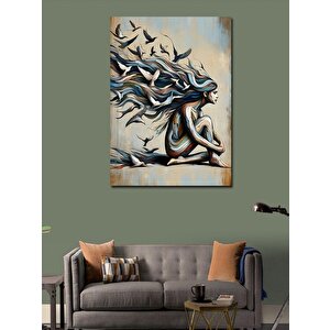 Kanvas Tablo Martılar Ve Kadın 70x100 cm