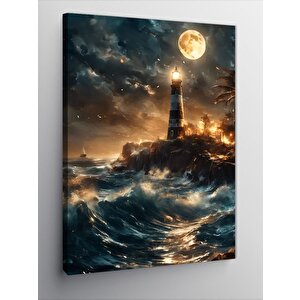 Kanvas Tablo Fırtınalı Deniz Feneri 50x70 cm