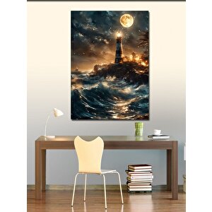 Kanvas Tablo Fırtınalı Deniz Feneri 50x70 cm