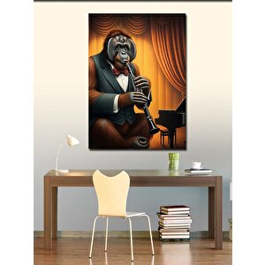 Kanvas Tablo Klarnet Ve Goril 100x140 cm