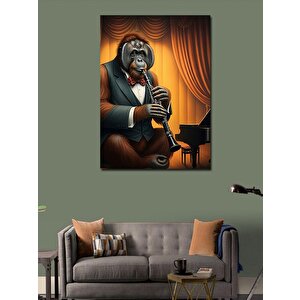 Kanvas Tablo Klarnet Ve Goril 100x140 cm
