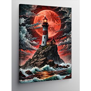 Kanvas Tablo Fırtınalı Deniz Feneri 100x140 cm