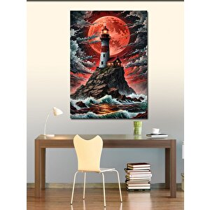 Kanvas Tablo Fırtınalı Deniz Feneri 100x140 cm