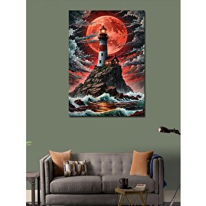 Kanvas Tablo Fırtınalı Deniz Feneri 100x140 cm