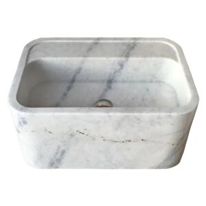 Carrara Beyaz Cilalı Duvara Montaj Mermer Lavabo Ntrvs212